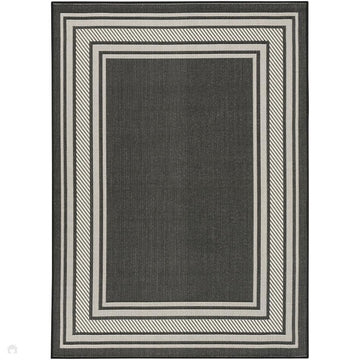 Horizon HOZ03 Modern Plain Border Durable Stain-Resistant Weatherproof Flatweave In-Outdoor Black Rug-Nourison-Rug Love - The Most Loved Rug Store